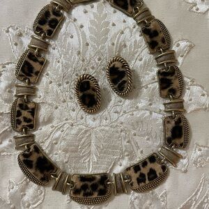 Leopard Print Jewelry Set with Silver Accents